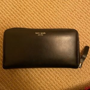 Kate Spade black zip around continental wallet